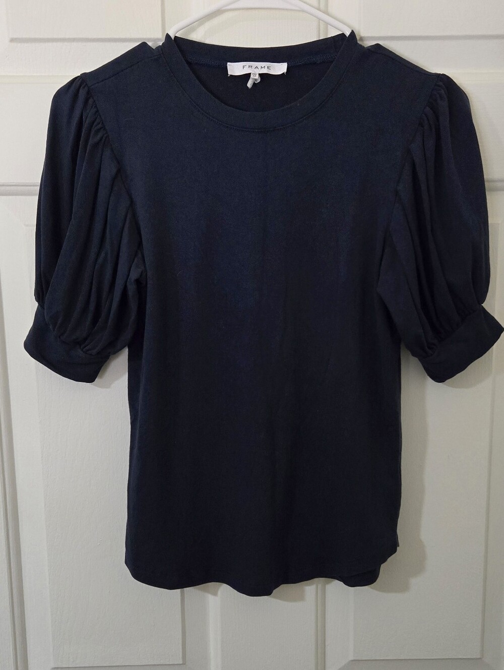Frame Navy Blue Puff Short Sleeve Top Womens Size XS